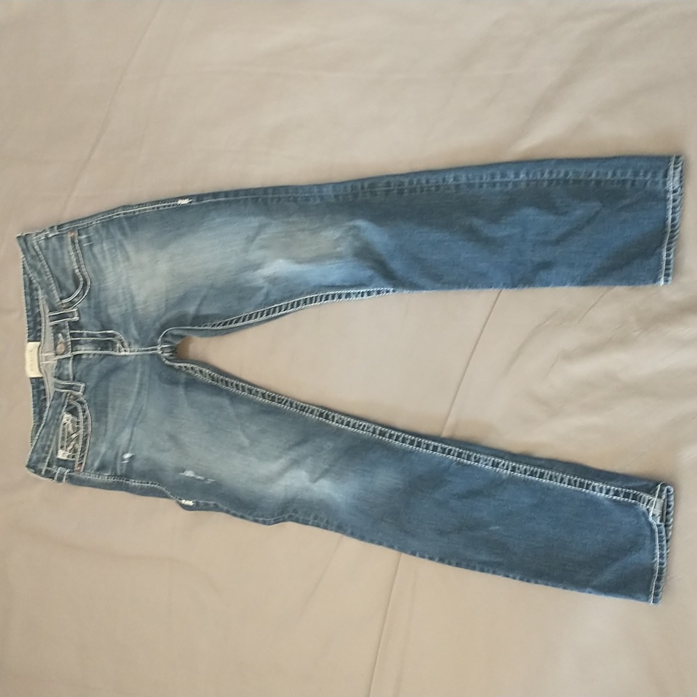 Big star mid rise straight leg jeans distressed